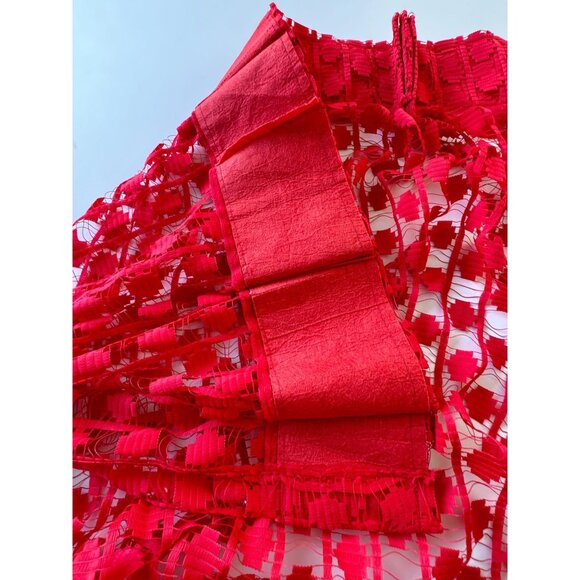 Vintage 70s net woven curtain, red mesh panel, price for each, 3 sizes available - Picture 4 of 9